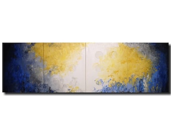 original Painting home decor Large wall art Sale oil industrial gift abstract paintings blue by jmjartstudio 20 x 64 braille artwork 2