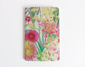 Liberty Lawn 'Tresco F' Fabric Cover Moleskine Cahier Pocket Notebook