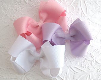 Set of 10 ~ 4" Girls Large Boutique Hair Bows Choose Your Colors
