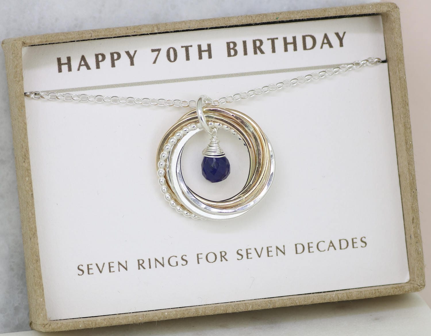 70th birthday gift blue sapphire necklace September
