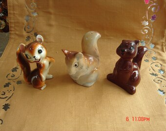 Vintage Trio of Ceramic Squirrel Figurines - An Instant Collection - Sweet