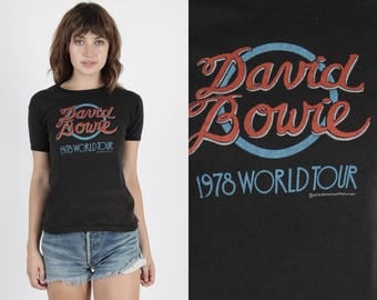 David Bowie T Shirt David Bowie Tee Ziggy Stardust Band Tee Band T Shirt Concert T Shirt Vintage 70s 1978 Tour Pop Glam Rock Black T Shirt