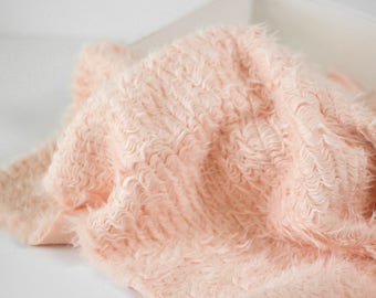 Peach Blossom Mongolian Faux Fur Nest Photography Prop Rug Newborn Baby Toddler