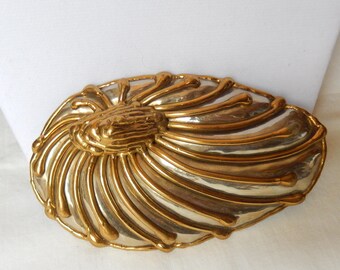 Unusual silver metal and brass belt buckle