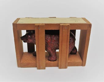 San Diego Zoo Souvenir 1952 Wood Crated Good Luck Bear