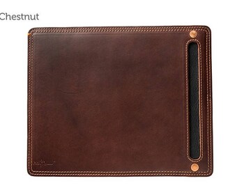 Chestnut Leather Mouse Pad & Desk Protector l Leather Mouse Pad