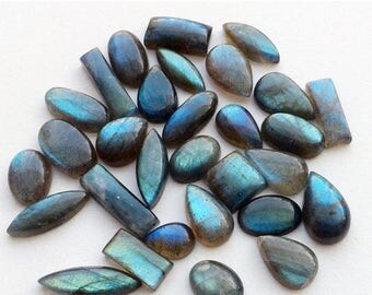 ON SALE 55% Labradorite Cabochons, Labradorite Flat Back Mix Lot, Plain Labradorite Gemstones, 13-25mm, 5 Pieces