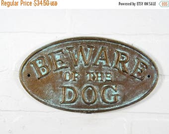 ON SALE Beware of Dog Sign / Cast Iron Beware of the Dog Sign / Rustic Dog Sign /Pink