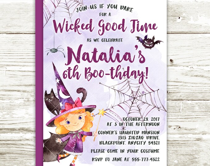 Halloween Witches Party Birthday Invitation, Witches Costume Halloween Birthday Printable Invitation