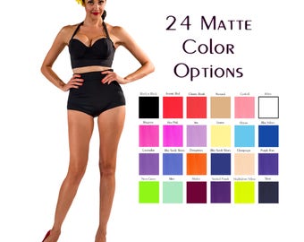 ON SALE Ready To Ship, Solid Matte High Waist Bikini Bottom - XS-Xx, Multiple Color Choices, Retro Swimsuit, Summer Outdoors, Plus Size