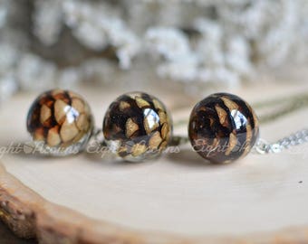 Pinecone necklace resin jewelry, nature necklace, gift under 45, woodland necklace,