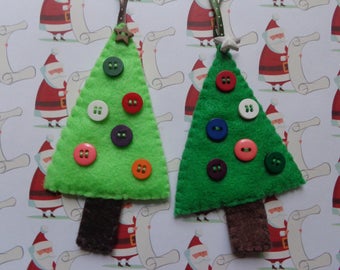 Set of Two Felt Christmas Tree Ornaments by Pepperland
