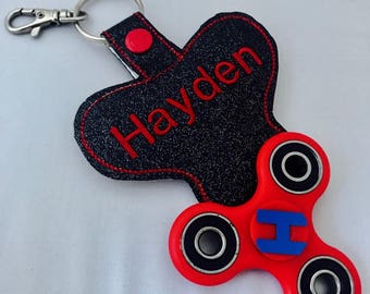 Fidget Spinner & Holder - Fidget Case w toy - - Personalized Fidget - Monogram - Clip on BackPack