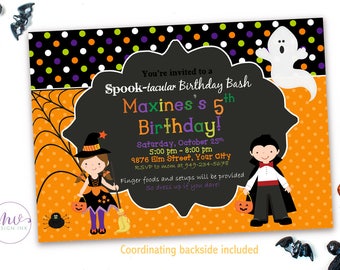 Kids Halloween Birthday Party Invitation, Halloween Birthday Invitation, Kids Halloween Party Invitations, Halloween Invitation Kids