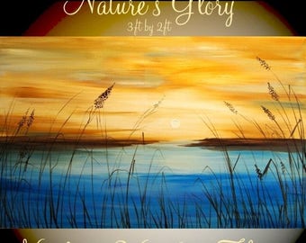 SALE ORIGINAL Abstract gallery wrap canvas-Contemporary Landscape multicolor Oil painting by Nicolette Vaughan Horner 36"x24"