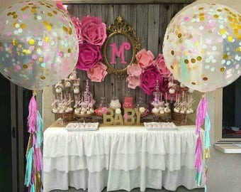 Confetti Balloons Birthday Balloons Balloon Bouquet Kit Balloon Set Giant 24" Balloon Large Balloon And Confetti Kit XL Balloons Baby Shower