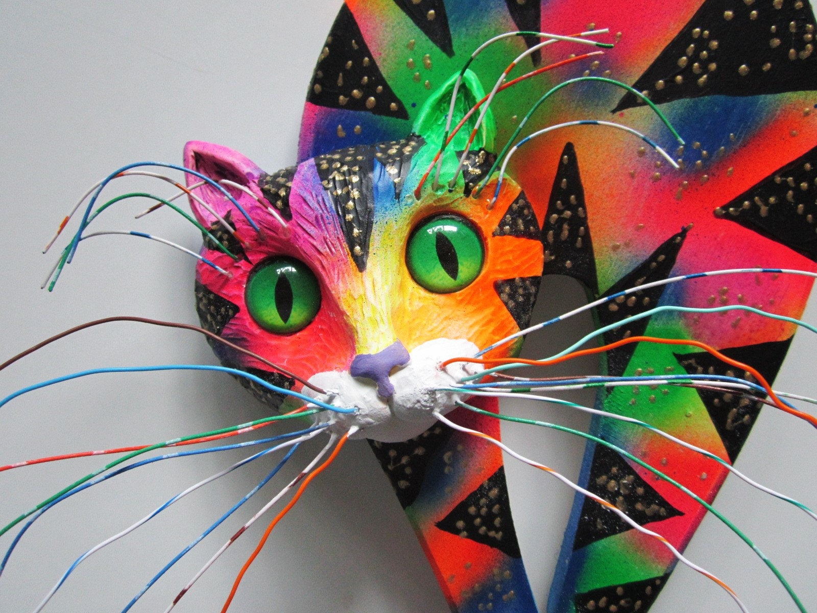 Cat wall decorcat artcrazy cat lady whimsical catcolorful