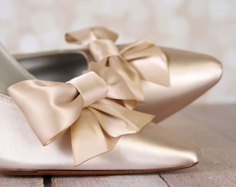 Add a unique bit of bling to your trip down the aisle with these 3 1/2 peep toe dorsay style wedding shoes (measured like this: http://www.customweddingshoe.com