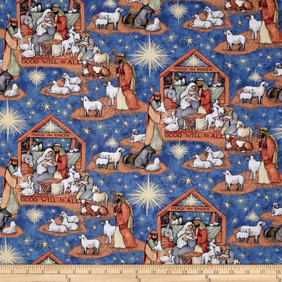Nativity Scene from Springs Creative Fabrics Birth of Jesus