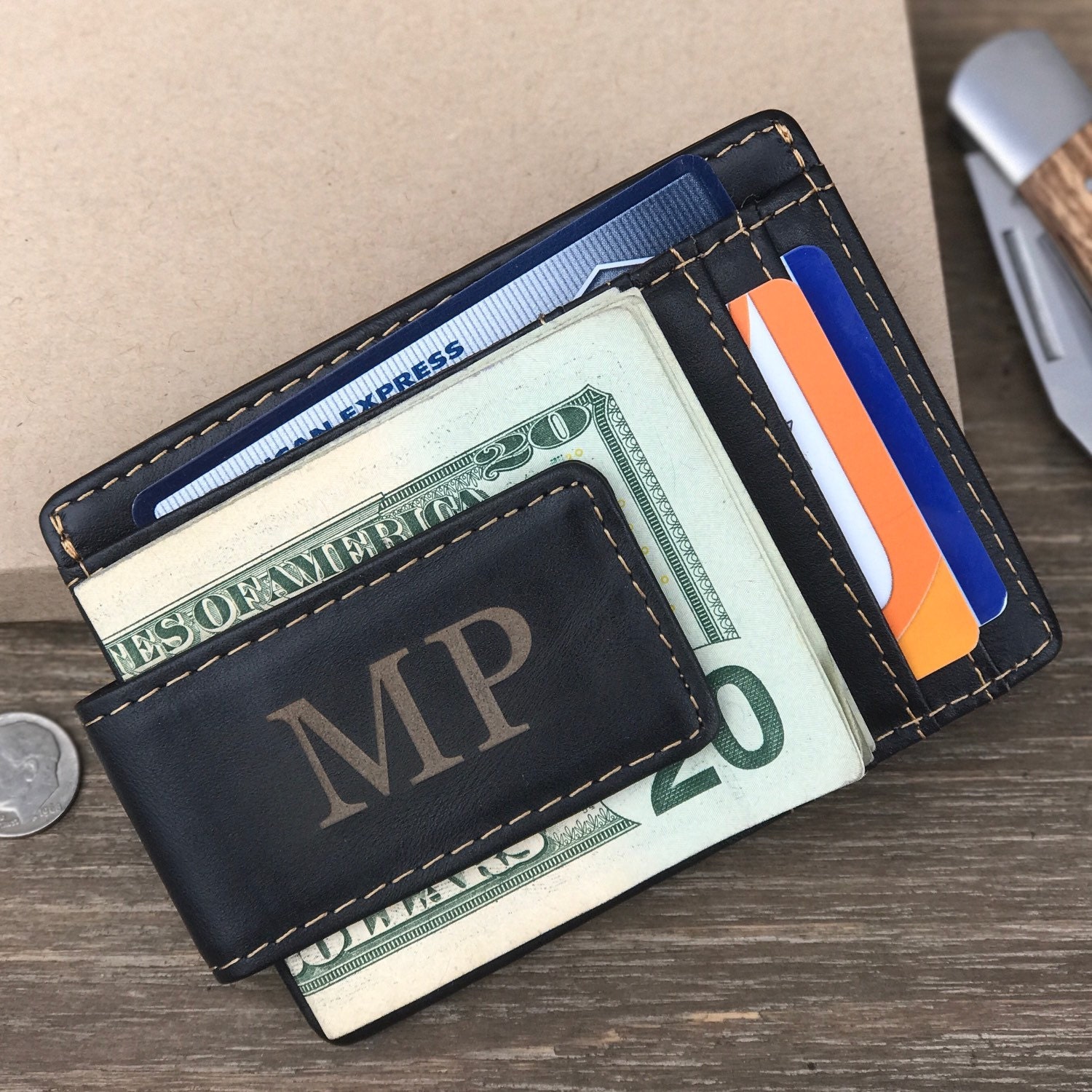 Mens Leather Money Clip Money Clip Wallet Groomsmen gifts