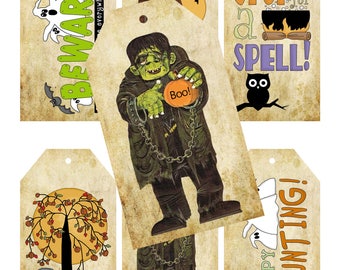 INSTANT DOWNLOAD, Halloween tags, Halloween Labels, Printable