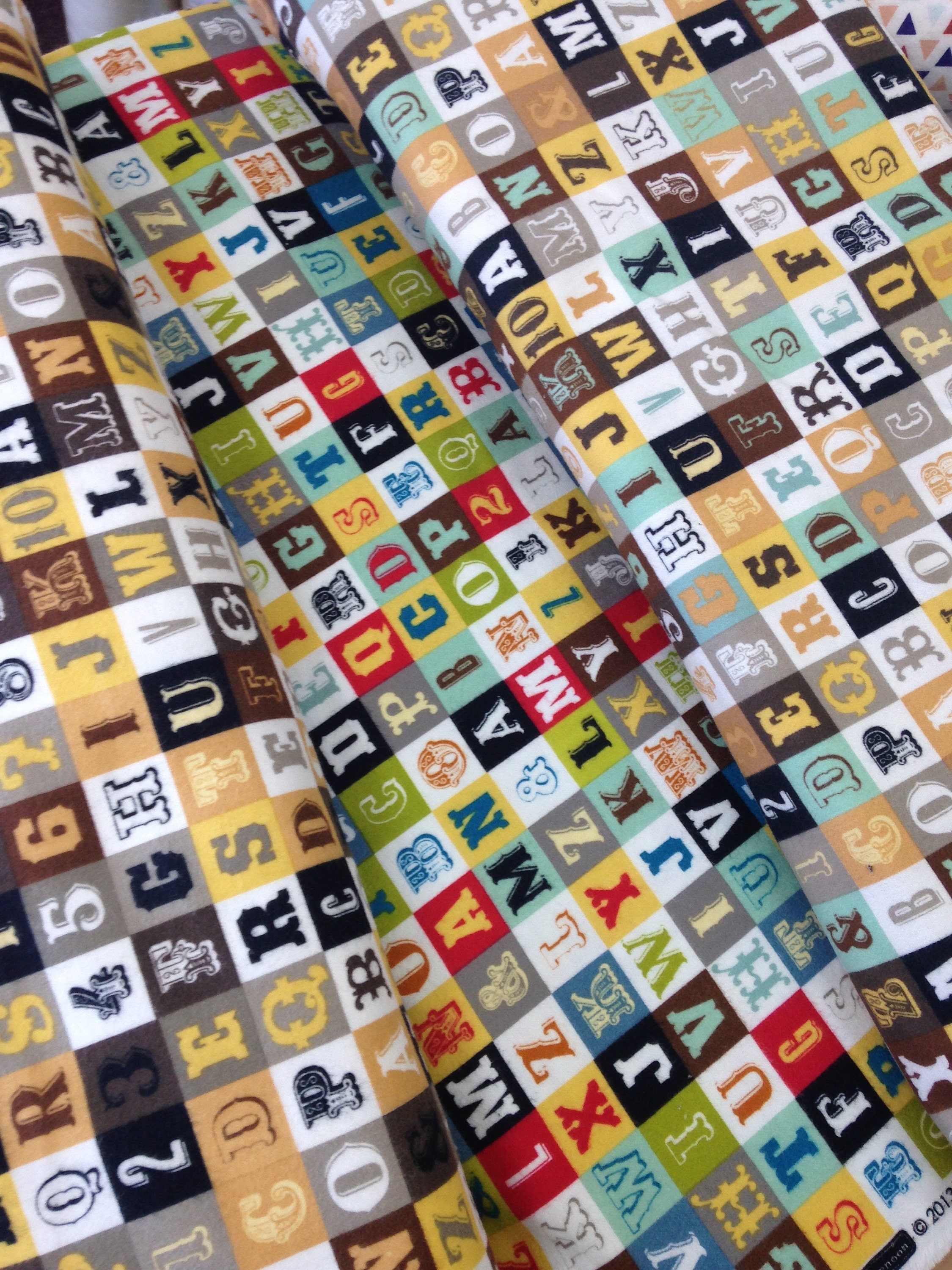ABC's flannel fabric alphabet quilting fabric 3 alphabet