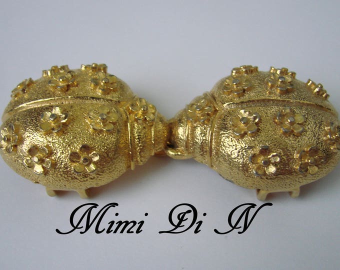 Mimi Di N Ornate Textured Goldtone Turtle Dress Belt Buckle / 1975 / Designer Signed / Statement / Runway / Vintage Jewelry / Jewellery