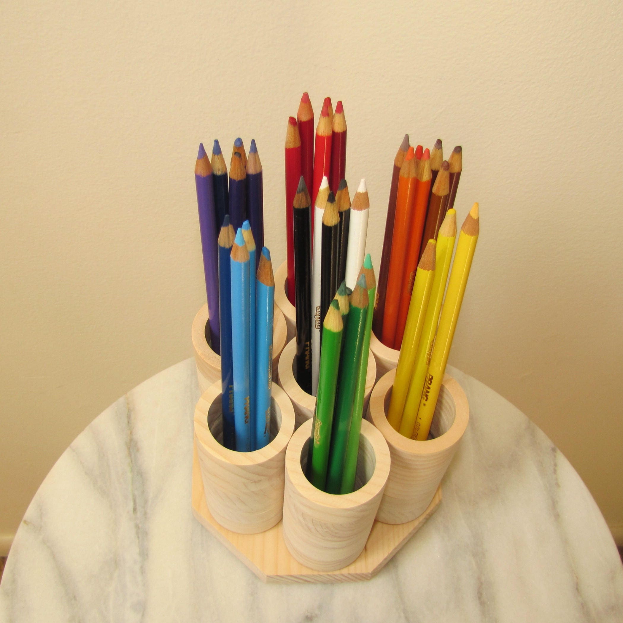 7 Cup DESKTOP Rotating Colored Pencil Storage Holder Carousel
