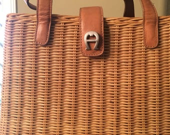 Etienne Aigner Rattan Leather Handbag