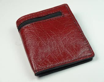 Women's Leather Wallet - Men's Leather Wallet - Lysandre - Burgundy/Green/Brown - Hand Sewn