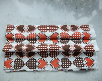 Vintage Swedish cotton fabric with different kind of hearts