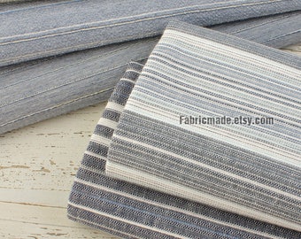 Yarn Dye Stripes Cotton Fabric Red Grey White Stripes Cotton - 1/2 Yard
