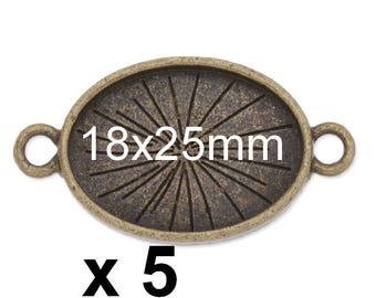 5 connectors 18x25mm bronze ring