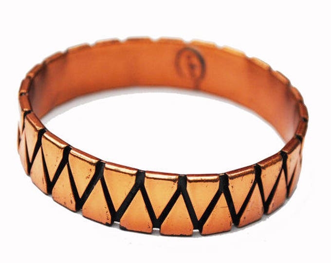 Renoir Copper Bangle -Abstract Triangle - Modernistic - Mid century Mod - Signed Bracelet