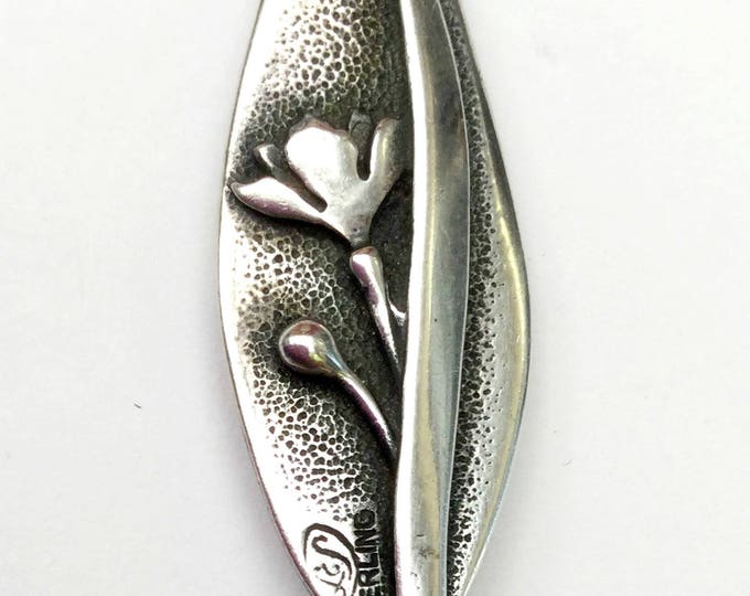 Sterling Flower Pendant - Modernistic - Artist Luella C Schoeder -signed LCS - floral flower - Nature - sterling chain Korea
