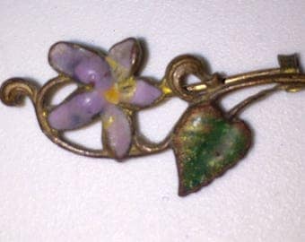 Antique Edwardian Enameled Purple Violet Scatter Pin Victorian Lapel Pin