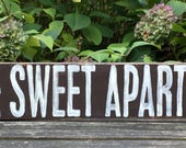 Home Sweet Apartment Handprinted Wood Sign 35x20 Home Sweet Apartment Handprinted Wood Sign 35x20