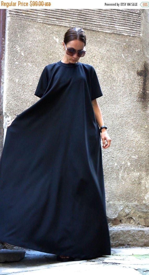 SALE XXLXXXL Maxi Dress / Black Kaftan / Extravagant Long