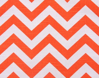 Premier Prints Zig Zag - Slub Drapery Fabric in Tangelo CLOSEOUT Fabric by the Yard