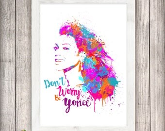 Beyonce Poster, Beyonce Print, Watercolor Art, Abstract, Illustration Print, Wall Decor, Celebrity Art, Lyrics, Bey, Digital Download