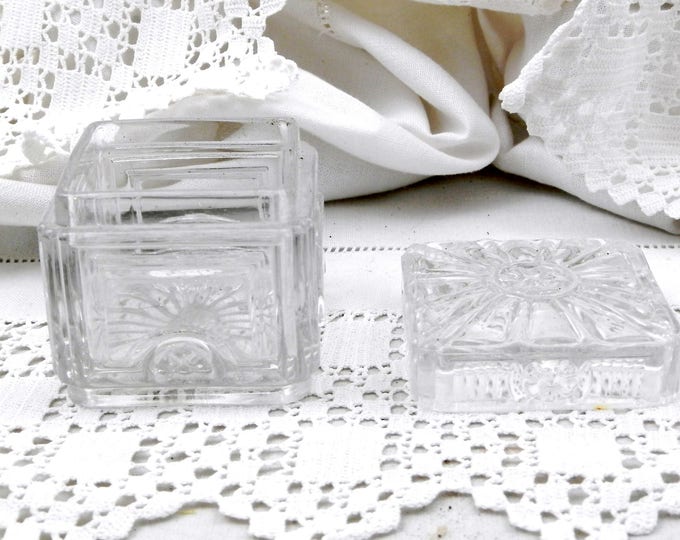Small Antique Art Deco Lead Crystal Box Made by Baccarat in France, High Quality Glass Trinket Box, Shabby Chic Chateau Decor