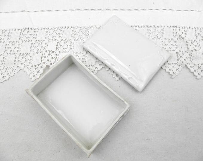 Antique White Porcelain Book Shaped Box, French Wedding Bone China Porcelaine de Paris Jewelry Container, Shabby Chateau Farmhouse Decor