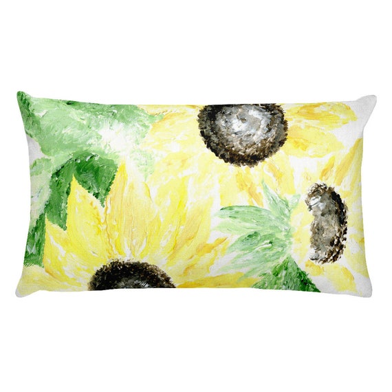 Sunflower Rectangular Pillow Floral Throw Pillow Flower 