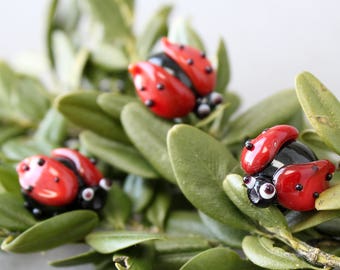 Glass Ladybug Beads, Lampwork Ladybug beads, Lampwork Ladybug beads, Ladybug Lampwork, Glass Ladybug, Ladybug Glass, Glass Lampwork Ladybug