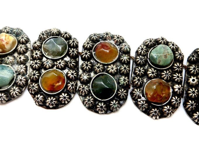 Afghan Tribal Bracelet, Agate Stones, Vintage Afghan Jewelry, Boho Artisan Bracelet