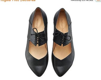 CHRISTMAS IN JULY Vicky Black ballerina shoes / handmade leather flats by Tamar Shalem