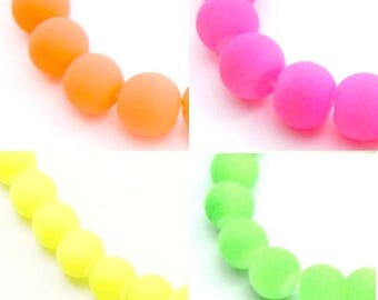 10 or 100 pearls fluorescent orange fluorescent glass 10 or 12mm
