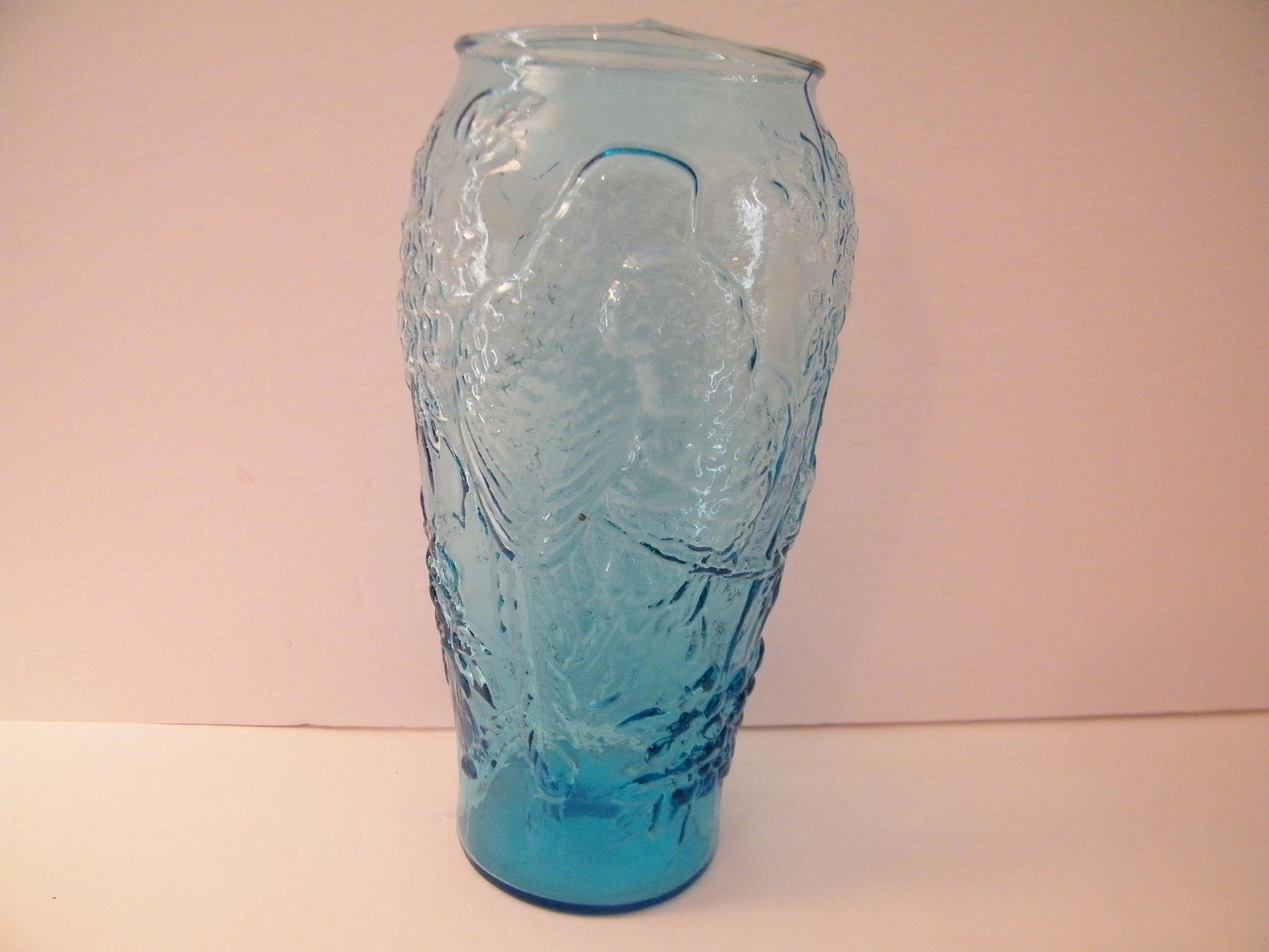 Blue Tiara Glass Parrot Vase vintage Indiana Glass decorative
