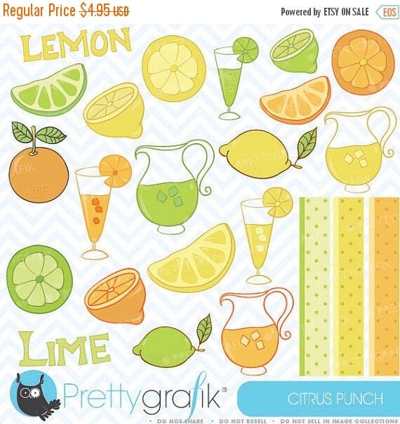 80% OFF SALE citrus lime, lemon, orange clipart commercial use, vector graphics, digital clip art, digital images - CL303 Il_570xn