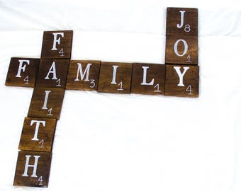Scrabble Tiles - Scrabble Wall Art - Family Name Blocks - Scrabble Wall Tiles - Wall Tiles - Scrabble Letters - Scrabble Art - Wall Decor